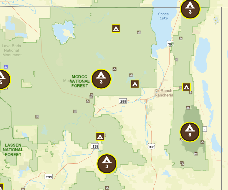 National Forest camping map